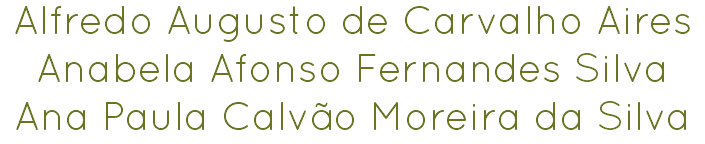 Alfredo Augusto de Carvalho Aires
Anabela Afonso Fernandes Silva
Ana Paula Calvão Moreira da Silva